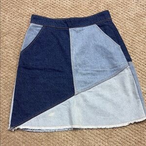 Zara Blue Asymmetrical A-Line Denim Skirt 100% Cottom
